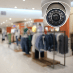 CCTV camera installed in a business for commercial security monitoring