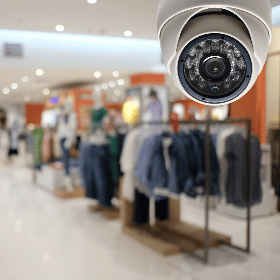 CCTV camera installed in a business for commercial security monitoring